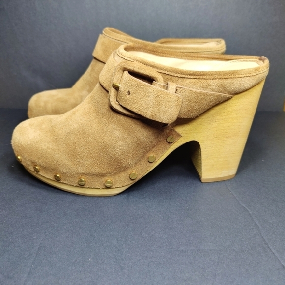 Veronica Beard Dacey Pecan Brown Suede 4 inch Clogs Size 8.5M - Picture 1 of 14